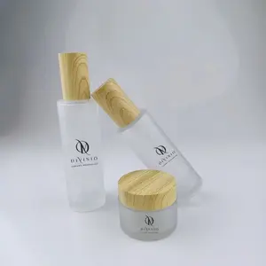 מרץ אקספו פופולרי קוסמטי אריזה זכוכית קרם בקבוק 50g קרם צנצנת עם מכסה במבוק