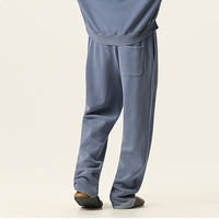 Pantalon de jogging streetwear noir épais en coton pour homme, jambe ouverte, large et droite, décontracté, taille moyenne, unisexe