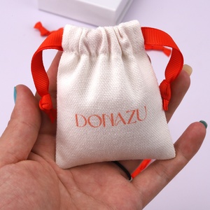 Sac à cordon en toile douce haut de gamme pour bijoux, avec logo personnalisé, en coton, pour bagues, boucles d'oreilles, pochette anti-poussière pour bijoux - Product Image 4