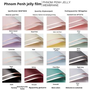 Meilleure vente de papier d'emballage imprimé mat à bordure doré<span class=keywords><strong>e</strong></span> florale coréenne <span class=keywords><strong>Film</strong></span> de gelé<span class=keywords><strong>e</strong></span> pour bouquet de fleurs pour l'exportation - Product Image 2