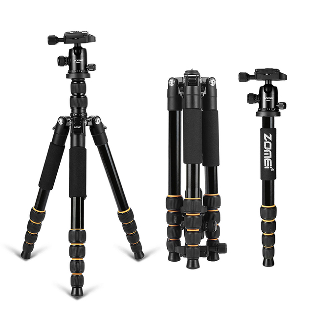 ZOMEI Q666 Lightweight Aluminum Alloy Professional Camera Tripod 360 Degree Ball Head Waterproof Shockproof 10KG Load Capacity