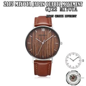 Japan Movt Stainless Steel Wood Dial <b>Watch</b> with Leather Band 40mm Dial Diameter 18mm Band Width <b>Wooden</b> Style Fashion Timepiece - Product Image 1