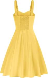 Vestido Midi Vintage de Verano para Mujer <span class=keywords><strong>Belle</strong></span> <span class=keywords><strong>Poque</strong></span>, Sin Tirantes, Línea A, Fluido, Casual, Sólido, de Chifón, Cintura Natural, Fruncido, Sin Mangas - Product Image 2