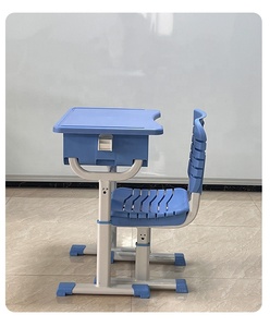 Bureau et chaise d'école pour un seul étudiant en ABS moderne ensemble de bureau pour l'école primaire mobilier scolaire de couleur personnalisée - Product Image 4