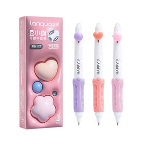 Perlengkapan Sekolah untuk Siswa, Pulpen Gel Sekolah yang Dapat Dihapus, Sederhana dan Lucu, 3 Pcs/kotak, Tinta Biru Hitam, Pulpen Mudah Dihapus - Product Image 1