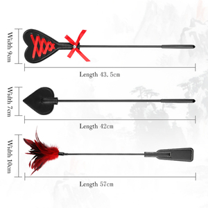 BANSEY Ensemble de 3 Pièces BDSM : Pagaie de Fustigation, Plumeau à Plumes Rouge, Fouet en Cuir en Forme de Cœur et de Pique – Kit de Discipline à Impact pour Couples en Chambre - Product Image 3