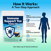 Thé de soutien immunitaire, tisane naturelle, défense contre les infections, corossol, neem, moringa, sans caféine, sachets de thé détox, sachets biodégradables