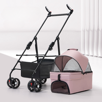 Poussette pour animaux tout-terrain Poussette pour chiens de taille moyenne à grande en tissu Oxford imperméable avec poignée réglable, auvent, pare-soleil et rangement