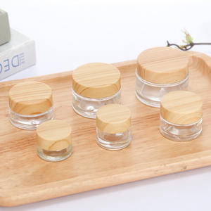 Tarro de Crema Transparente con Tapa de Madera, Botella Cosmética para Loción, Crema Facial, Crema para Ojos, Botella de Vidrio Recargable Portátil - Product Image 3