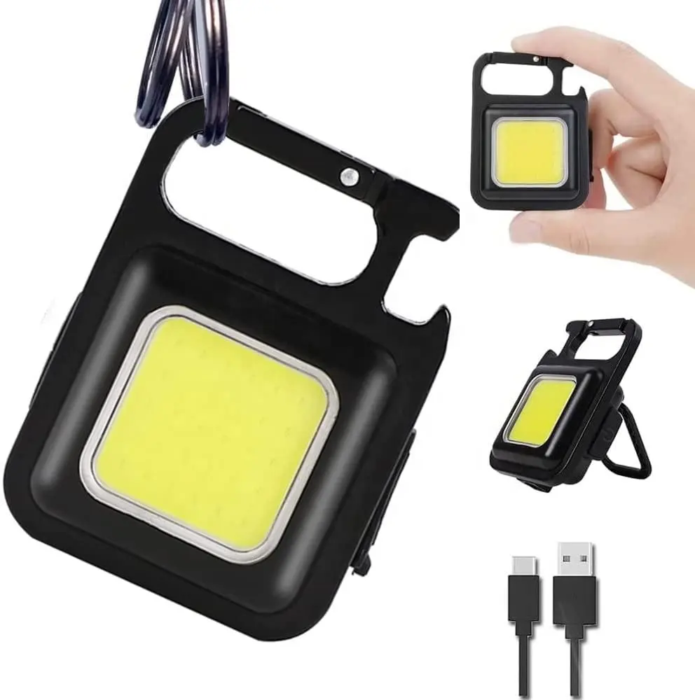 wholesale 500Lumens Rechargeable Cob Keychain light Mini Flashlight 3 Light Modes Portable Pocket Light