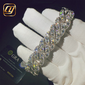 <b>Iced</b> <b>Out</b> Moissanite 16mm 925 Sterling Silver VVS Moissanite Diamond Cuban Link <b>Chain</b> Hip Hop Jewelry Bracelet Cuban Link - Product Image 1