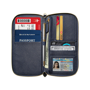 منظم وثائق و RFID حافظة جواز السفر حالة ، الأسرة مخصص جلدية جواز سفر غطاء حامل - Product Image 1