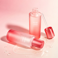 Flacon compte-gouttes dégradé givré en PET de 50 ml avec bouton-poussoir pour sérum, huile essentielle, emballage de soins de la peau, logo personnalisé OEM ODM