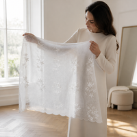 Tissu en dentelle brodée florale blanche, broderie marguerite, garniture en dentelle maillée pour robe de mariée, voile de mariée, couture DIY et artisanat