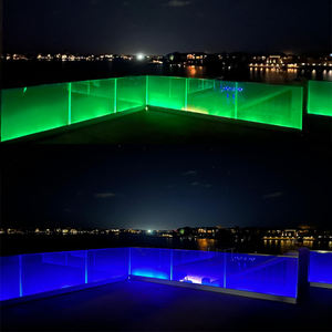 Rampe en verre sans cadre avec éclairage LED pour balcon, <span class=keywords><strong>terrasse</strong></span>, escalier, <span class=keywords><strong>balustrade</strong></span> de piscine en aluminium avec profil en U et éclairage LED - Product Image 3