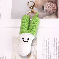 Vente en gros de porte-clés pendentifs en peluche, faits main, en coton doux au crochet, motifs anime, aliments légers, fruits, légumes et dessins animés, très demandés