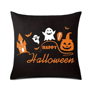 Factory Wholesale Halloween Home Room Decoration Black Pumpkin Embroidery Pillow Cushion Cover Printed Halloween Artificial