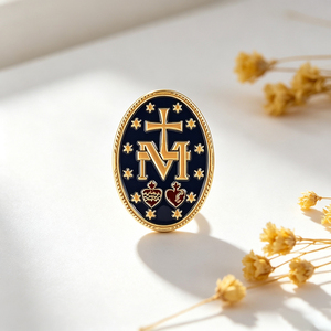 Pin de esmalte duro con forma de concha, Cruz Roja, chapado en plata, aleación de zinc, pin de solapa, broche religioso, insignia de recuerdo para peregrinos - Product Image 3