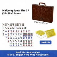 Jeu de Mahjong 144 tuiles en acrylique pailleté de 37 mm, lettres anglaises, avec dés, coffret cadeau portable