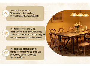Table à manger moderne en bois massif robuste, écologique et durable, mobilier commercial pour appartement, hôtel, <span class=keywords><strong>restaurant</strong></span> - Product Image 6