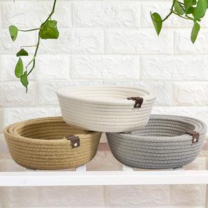 Set of 3 Cotton Rope Nesting Bowls Cute Closet <strong>Baskets</strong> and Bins for Shelves Mini <strong>Table</strong> <strong>Basket</strong> Organizer - Product Image 6