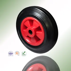 Rodas de rodízio para carrinho de mão, fabricante de rodas de borracha maciça pretas, 3 em 4 em 5 em 6 em 8 em roda para caixote de poeira