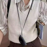 Semi-circulaire petit étui à clés pendentif chaîne de cou décontracté faux cuir porte-clés collier Portable cou ornement pendentif