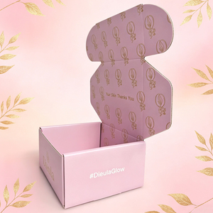 Custom Eco-Friendly Pink Cosmetic Shipping <b>Box</b> Gold Foil Logo <b>Box</b> For <b>Makeup</b> Gift Packaging - Product Image 2