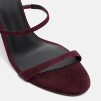 Sandales à talons hauts à bout rond OEM avec rose, mules bordeaux à deux brides de 10 cm pour femmes, vente en gros, grandes tailles