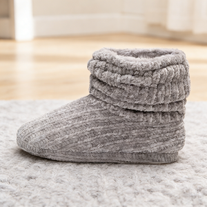 Chaussons d'intérieur chauds et épais en tricot solide, chaussures de sol antidérapantes, bottes - Product Image 3