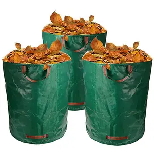 Large Foldable Waterproof Plastic Garden Yard Pop Up Sack Round Lawn Leaf Collector Supplies Bag