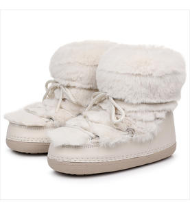 <span class=keywords><strong>Moot</strong></span> Same Style, pantoufles en fausse fourrure de lapin moelleuse et duveteuse pour femme, à enfiler, à tube court uni, semelle extérieure fine en TPR, talon de 2 cm, hiver, neige - Product Image 5