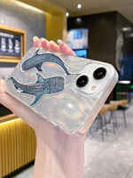 Étui transparent en TPU avec motif requin baleine aquarelle charmant, coque de téléphone souple et esthétique pour iPhone 17 16 15 14 13 Pro Max