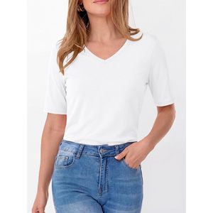 T-shirt à col en V pour femme, manches courtes, coupe basique, décontracté, respirant, tricoté, à porter au quotidien - Product Image 6