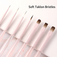 Ensemble de pinceaux pour nail art Rose Brume, poils en nylon doux, manche en plastique, capuchons anti-poussière, liner pour salon et DIY, pour détails fins