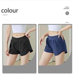 Jiyitang, pantalones cortos deportivos de cintura alta para mujer de verano, antideslumbrantes con bolsillos laterales, ajuste holgado, informal, para correr, Fitness, Yoga - Product Image 3