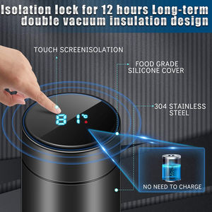 Tasse à thé ou à café isotherme personnalisée de 500 ml, bouteille d'eau en acier inoxydable, jauge de température à écran tactile, tasse intelligente - Product Image 4