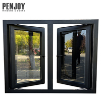 Ventanas Abatibles Modernas de Aluminio Penjoy, Vidrio Templado Triple, Malla de Fibra de Vidrio, Apertura Horizontal para Uso Exterior
