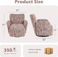 Fauteuil pivotant en tissu avec accoudoirs rembourrés au design moderne, rotation à 360° pour chambre d'enfant, salon et chambre à coucher, mobilier de maison