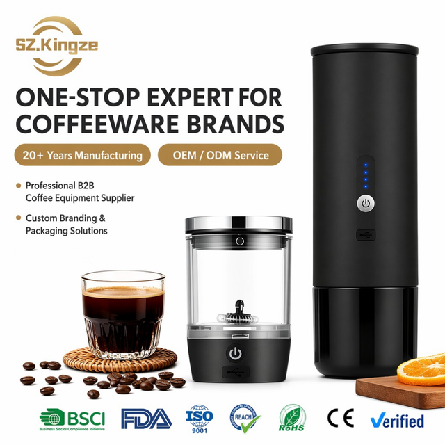 Kingze All-in-One Milk Frother Capsule Coffee Machine Fully Automatic One-Button Operation Portable Espresso Coffee Maker