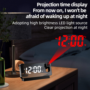 Horloges multifonctionnelles, affichage numérique miroir LED, réveil <span class=keywords><strong>avec</strong></span> capteur de lumière, réveil LED <span class=keywords><strong>avec</strong></span> projection - Product Image 6