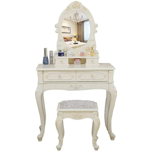 <span class=keywords><strong>Commode</strong></span> de Table de maquillage avec tabouret miroir, en bois massif, de Style Pastoral français, européen, luxueux, moderne, pour petit appartement - Product Image 1
