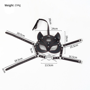Masque de chat en cuir de qualité supérieure jouet adulte bouche ouverte anneau <span class=keywords><strong>Gag</strong></span> avec sangles réglables pour BDSM Cosplay Roleplay Bondage Gear harnais - Product Image 3