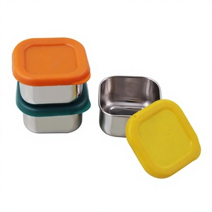 Stainless Steel Glossy Classic Food Container with Silicone <b>Lid</b> for Freshness Preservation Rectangle Shape 0-1L Capacity - Product Image 2