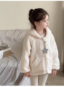 2025 automne et hiver nouveau chaud <span class=keywords><strong>Teddy</strong></span> fourrure pointu chapeau en peluche <span class=keywords><strong>veste</strong></span> pour enfants, élégant et mignon bébé garçon fille fermeture éclair Cardigan - Product Image 5