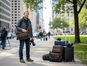 Men's 3 In 1 <b>Camera</b> <b>Bag</b> Microfiber Synthetic Leather Classic Style Zipper Closure CMT 18015 - Product Image 2