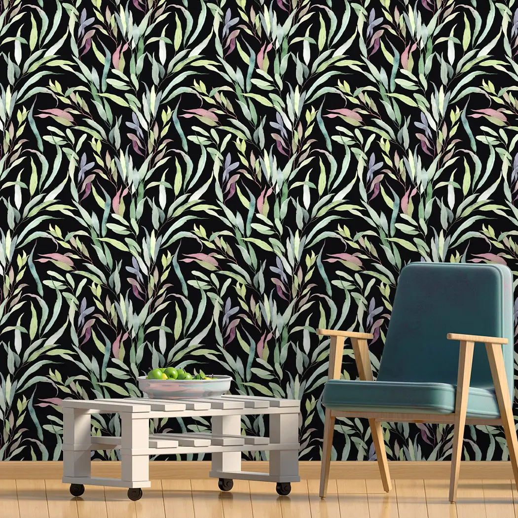 Etiqueta de la pared de poliéster autoadhesivo extraíble hogar Peel and Stick papel pintado de tela moderno DIY Floral Interior