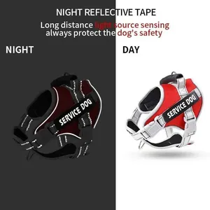 Service with Custom ID Tag Adjustable Harness Dog <b>Vest</b> Leash for Large Outdoor Dogs Training Accessories Y240803 - Product Image 5