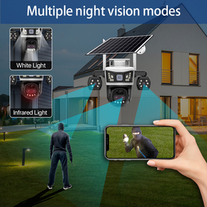 Caméra de sécurité solaire PTZ V380 Pro 6MP à trois objectifs, zoom 10X 8W, 4G, extérieure, faible consommation, batterie intégrée 8000mAh, IP66, PIR, CCTV - Product Image 5