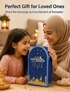 Luxury Blue 12 Days Ramadan Advent <b>Calendar</b> Box with Gold Foil Arched Top Rigid Cardboard Jewelry Gift Box for Eid Mubarak - Product Image 2